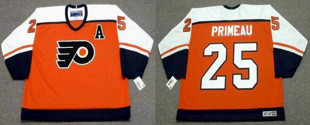 2019 Men Philadelphia Flyers 25 Primeau Orange CCM NHL jerseys1